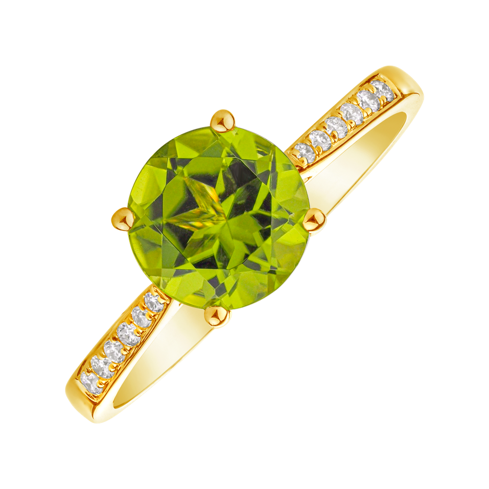 Diamond ring with Peridot Bonbon