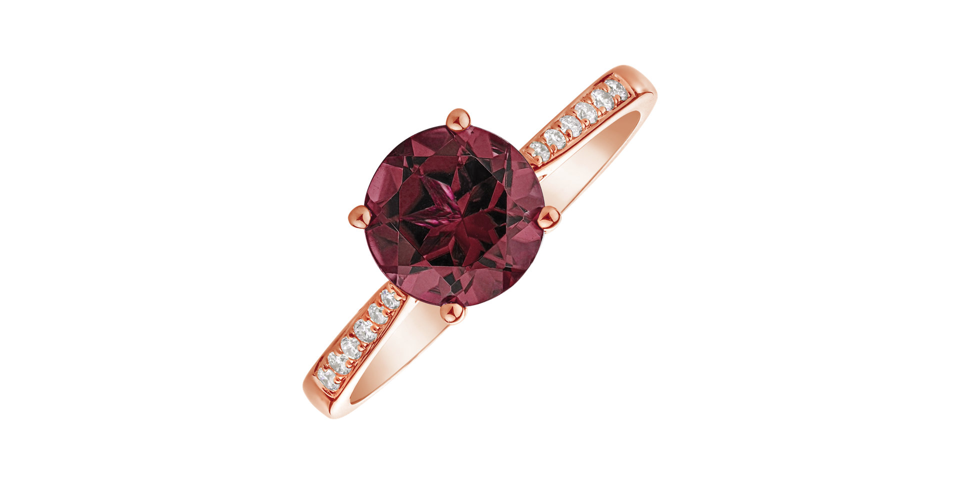 Diamond ring with Tourmaline Purple Bonbon