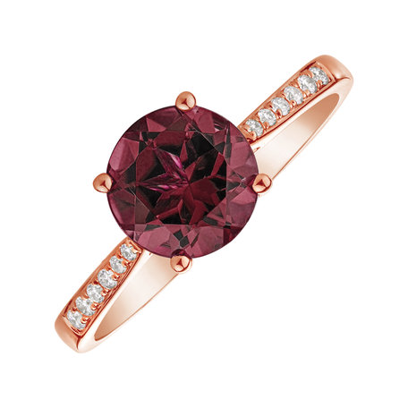 Diamond ring with Tourmaline Purple Bonbon
