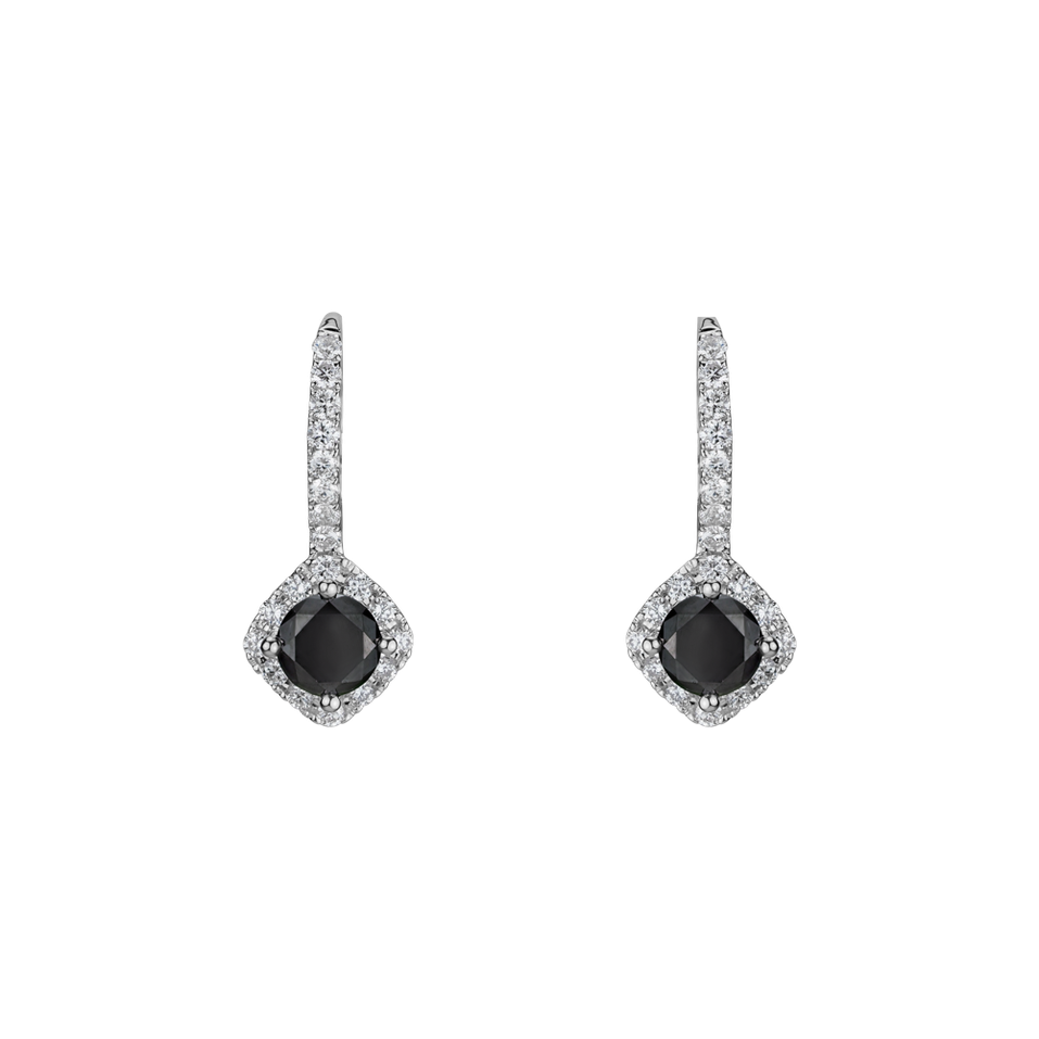Earrings with black and white diamonds Black Soul
