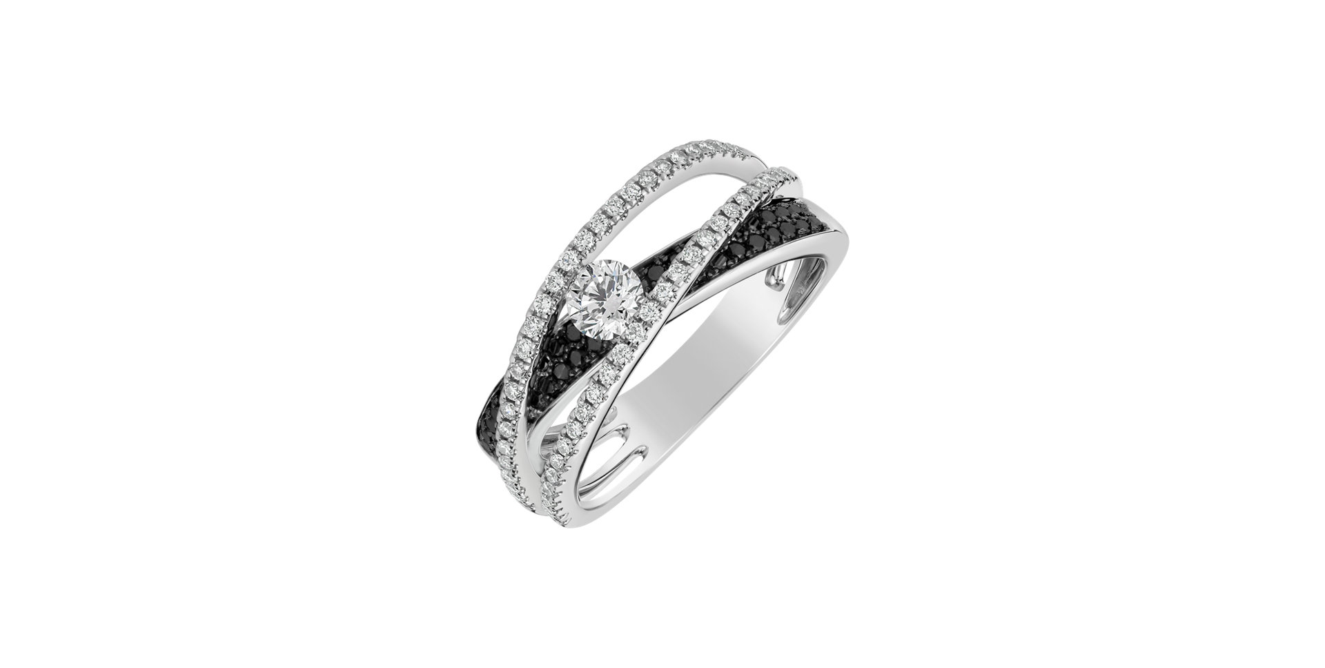 Ring with black and white diamonds Black & White Love