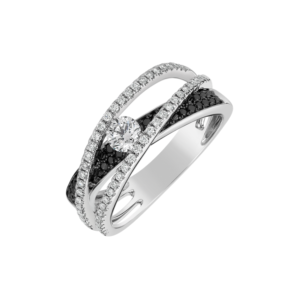 Ring with black and white diamonds Black & White Love