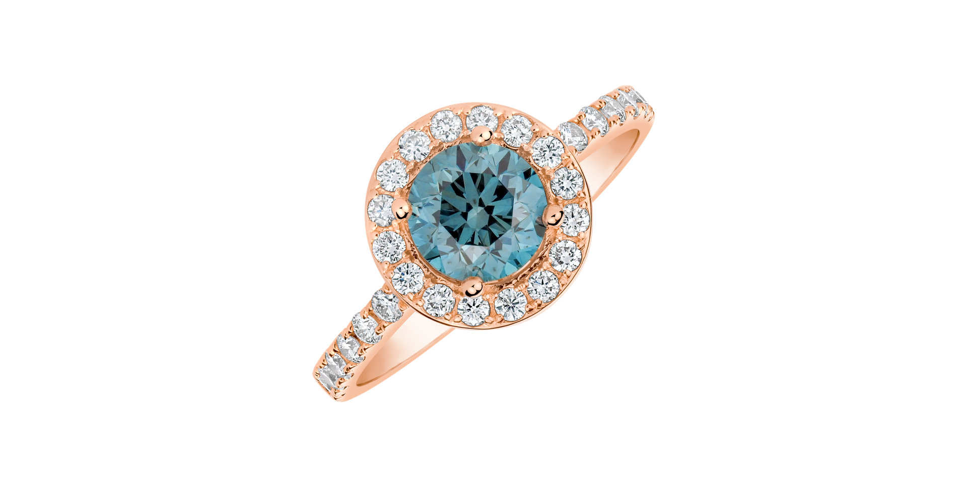 Ring with blue diamonds and white diamonds Blue Glow