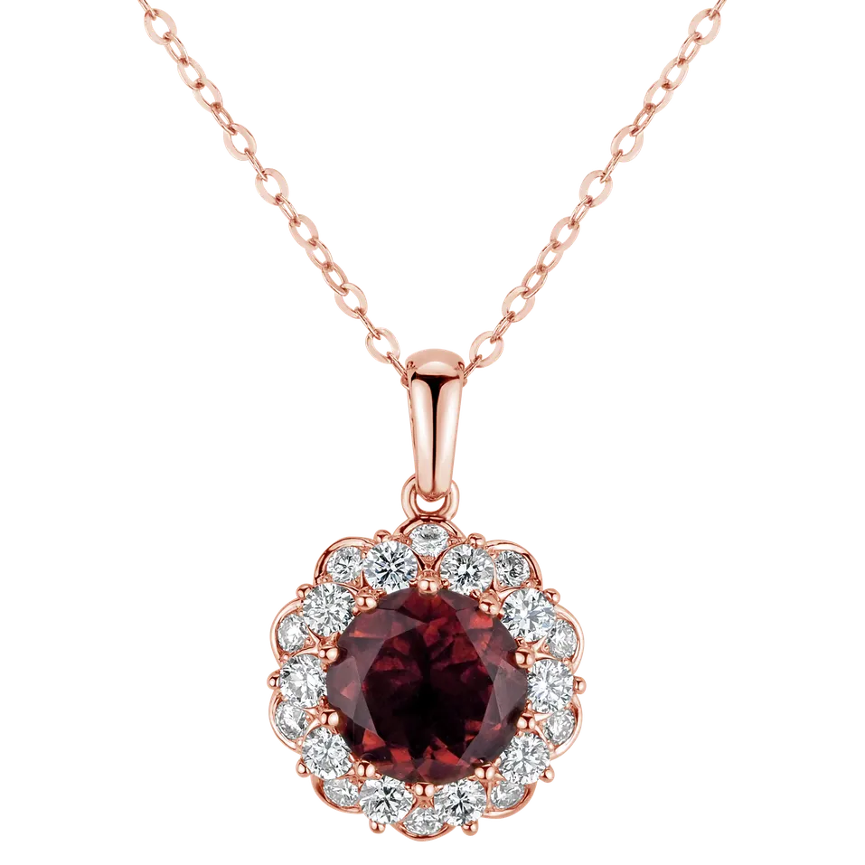 Diamond pendant with Turmalinem Princess Bloom