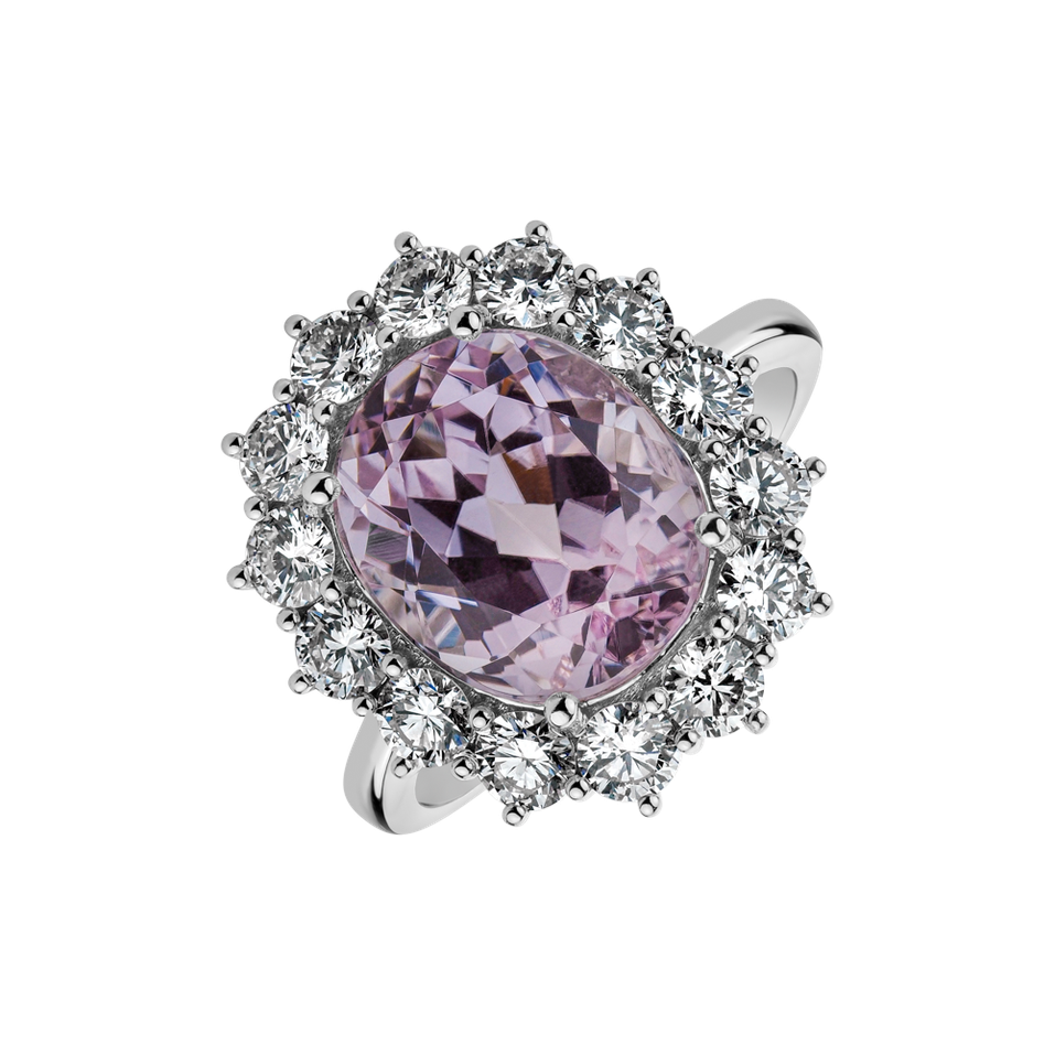 Diamond ring with Kunzite Sky Goddess