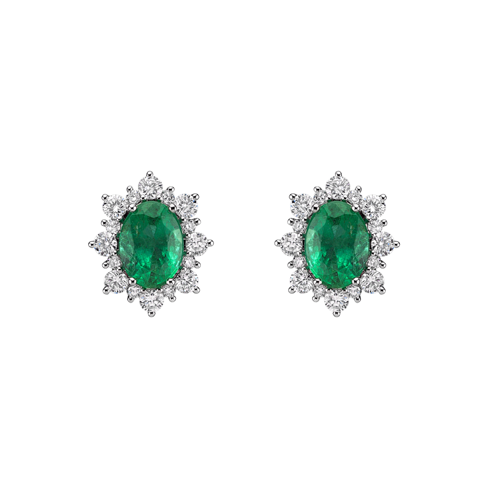 Diamond earrings with Emerald Royal Aurora