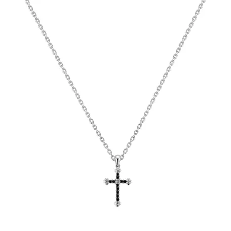 Pendant with black diamonds Dark Cross