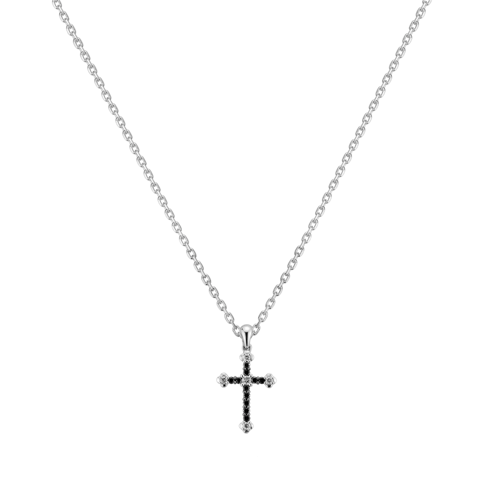 Pendant with black diamonds Dark Cross