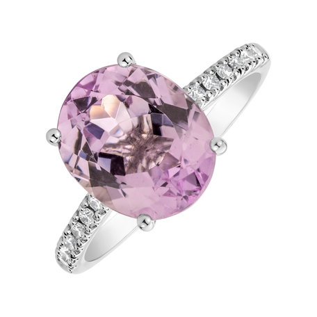 Diamond ring with Kunzite Purple Glory