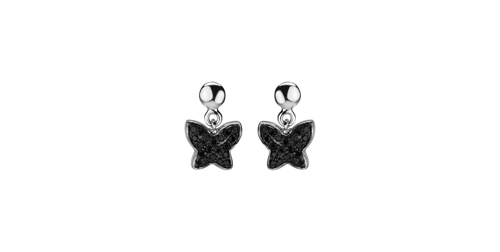 Earrings with black diamonds Amazing Butterfly