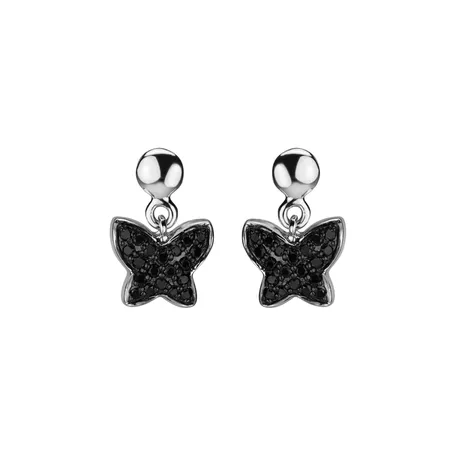 Earrings with black diamonds Amazing Butterfly