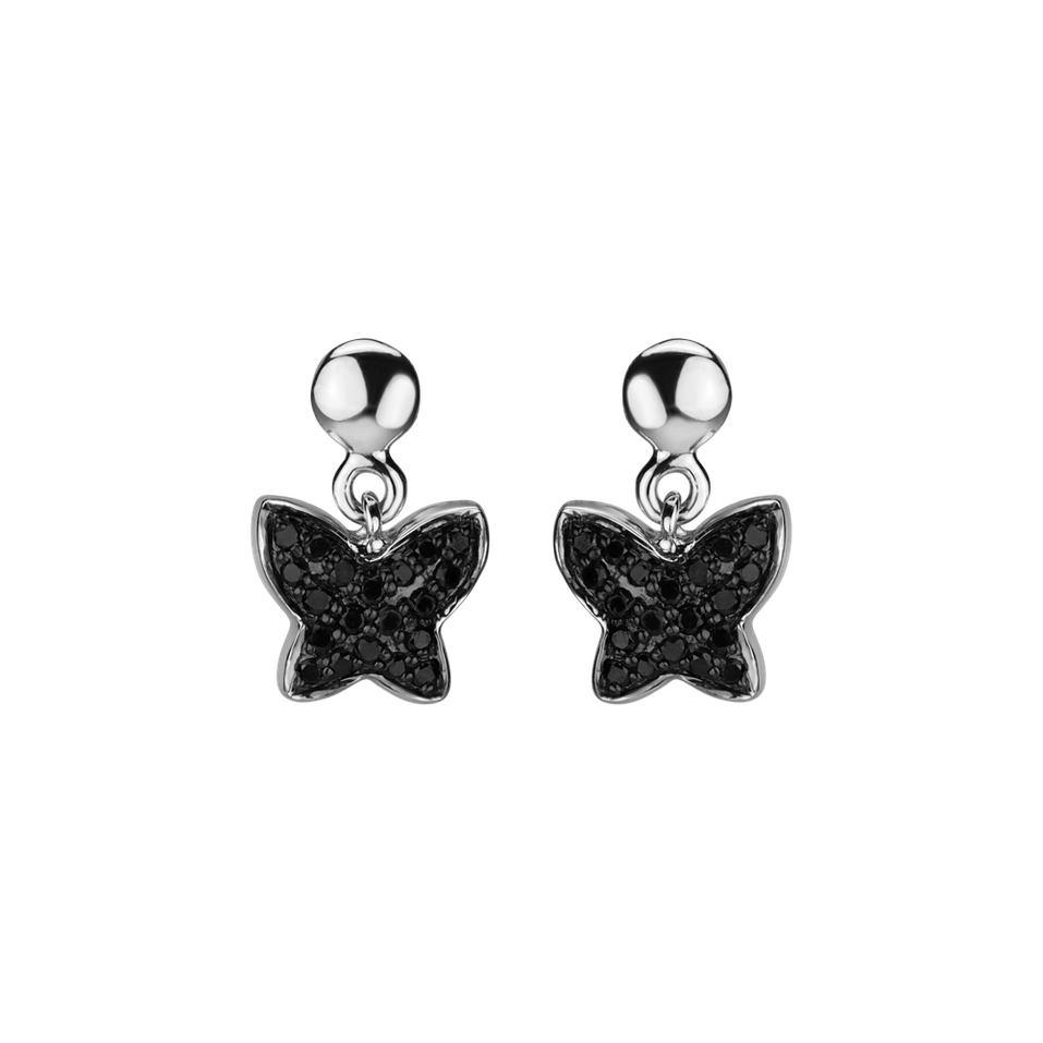 Earrings with black diamonds Amazing Butterfly