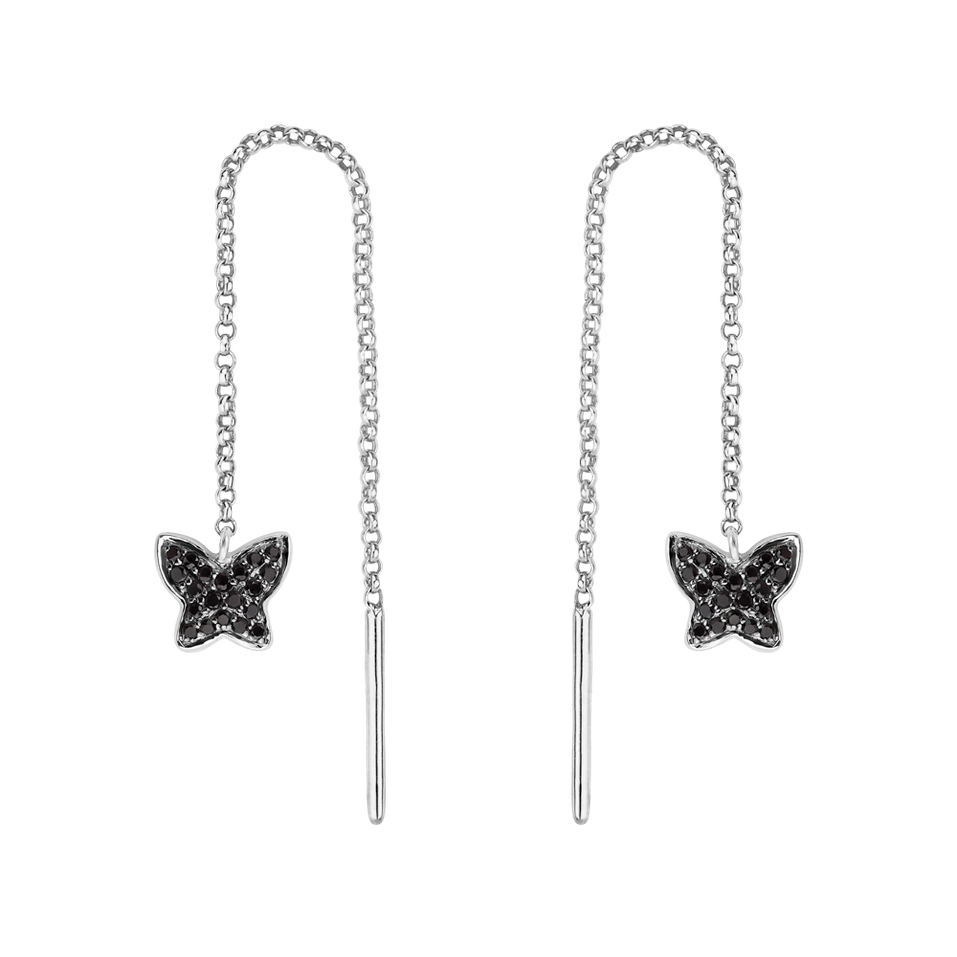Earrings with black diamonds Amazing Butterfly