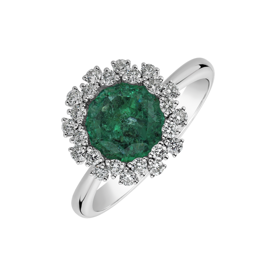 Diamond ring with Emerald Tanzania Majesty