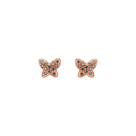 Earrings with brown diamonds Amazing Butterfly