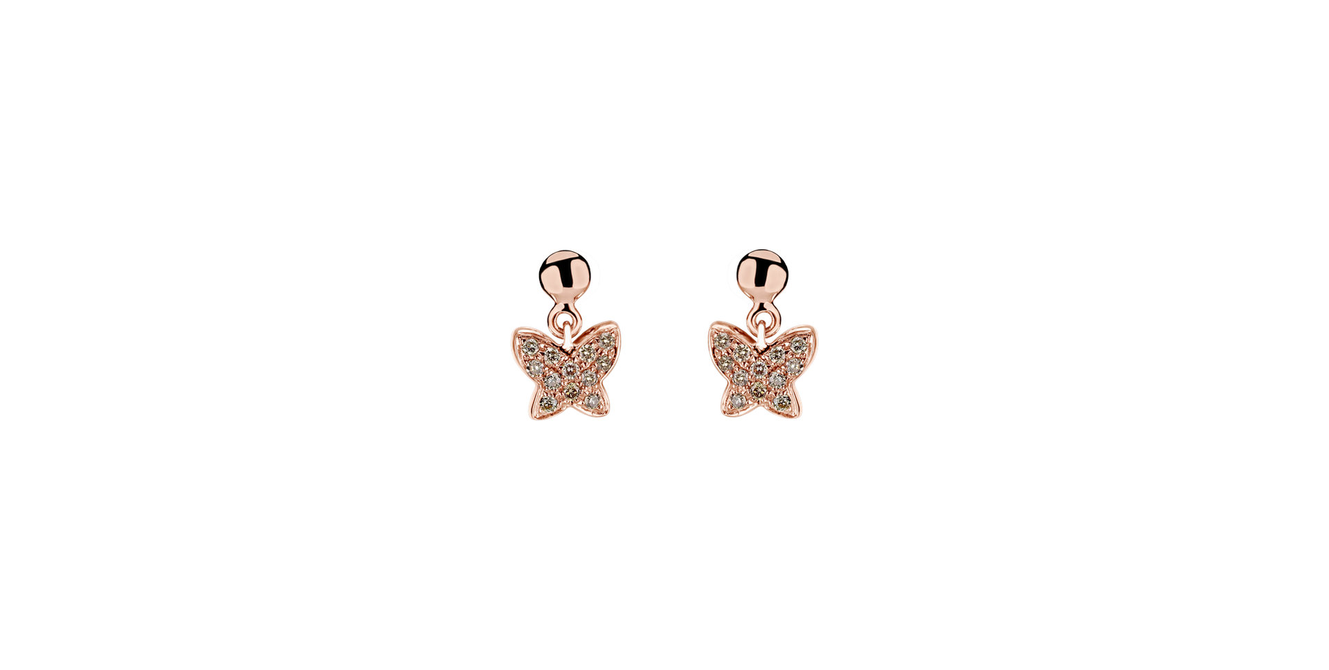 Earrings with brown diamonds Amazing Butterfly