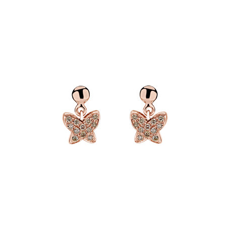 Earrings with brown diamonds Amazing Butterfly