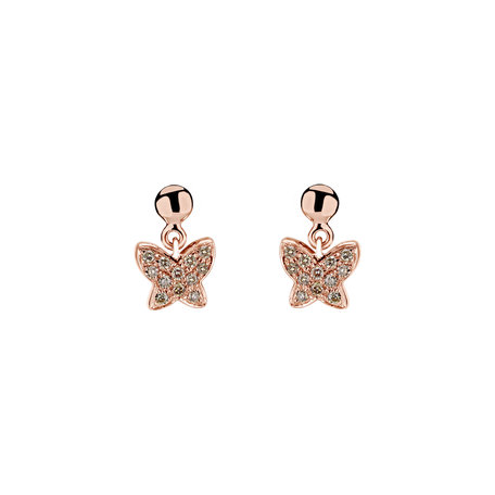 Earrings with brown diamonds Amazing Butterfly