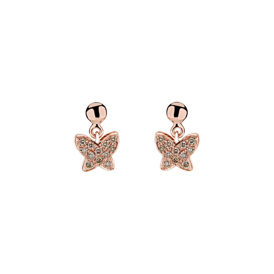 Earrings with brown diamonds Amazing Butterfly