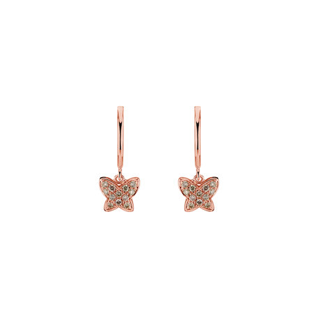 Earrings with brown diamonds Amazing Butterfly