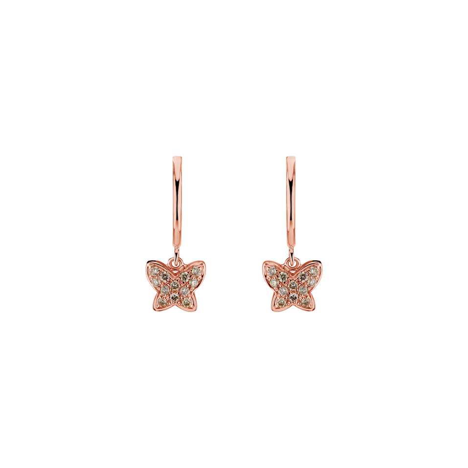 Earrings with brown diamonds Amazing Butterfly