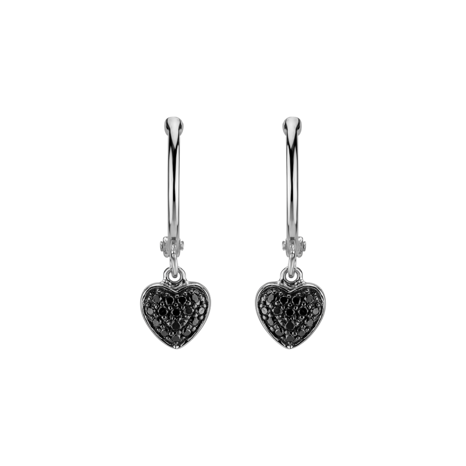 Earrings with black diamonds Amazing Heart
