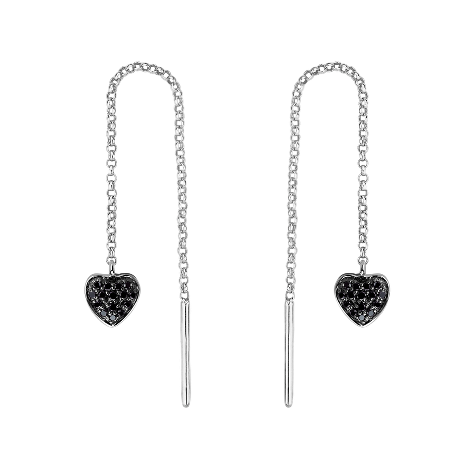 Earrings with black diamonds Amazing Heart