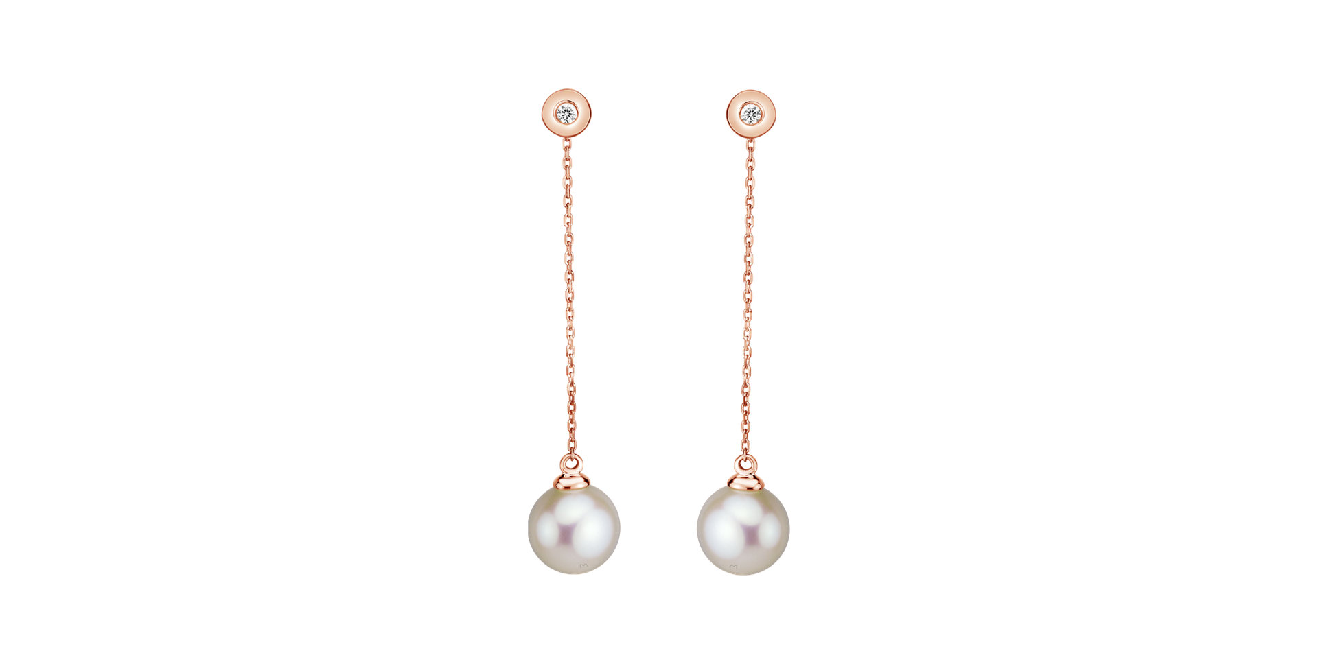 Diamond earrings with Pearl Pearl Fall