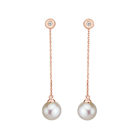 Diamond earrings with Pearl Pearl Fall