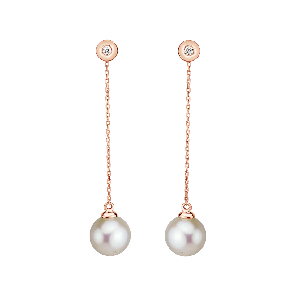 Diamond earrings with Pearl Pearl Fall
