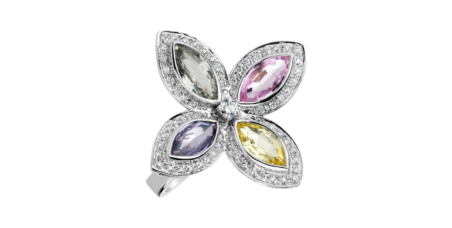 Diamond ring with Sapphire Blooming Beauty