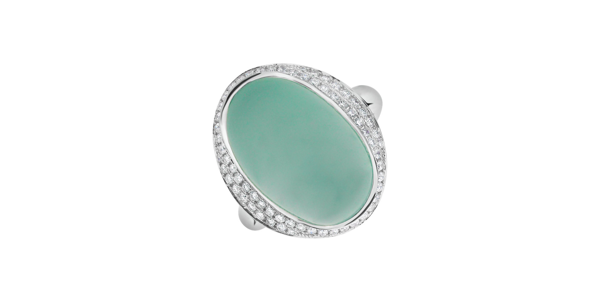 Diamond ring with Chalcedony Blossom Gem