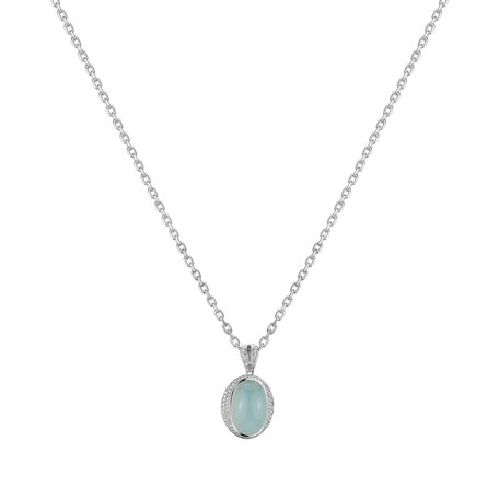 Diamond pendant with Chalcedony Blossom Grace