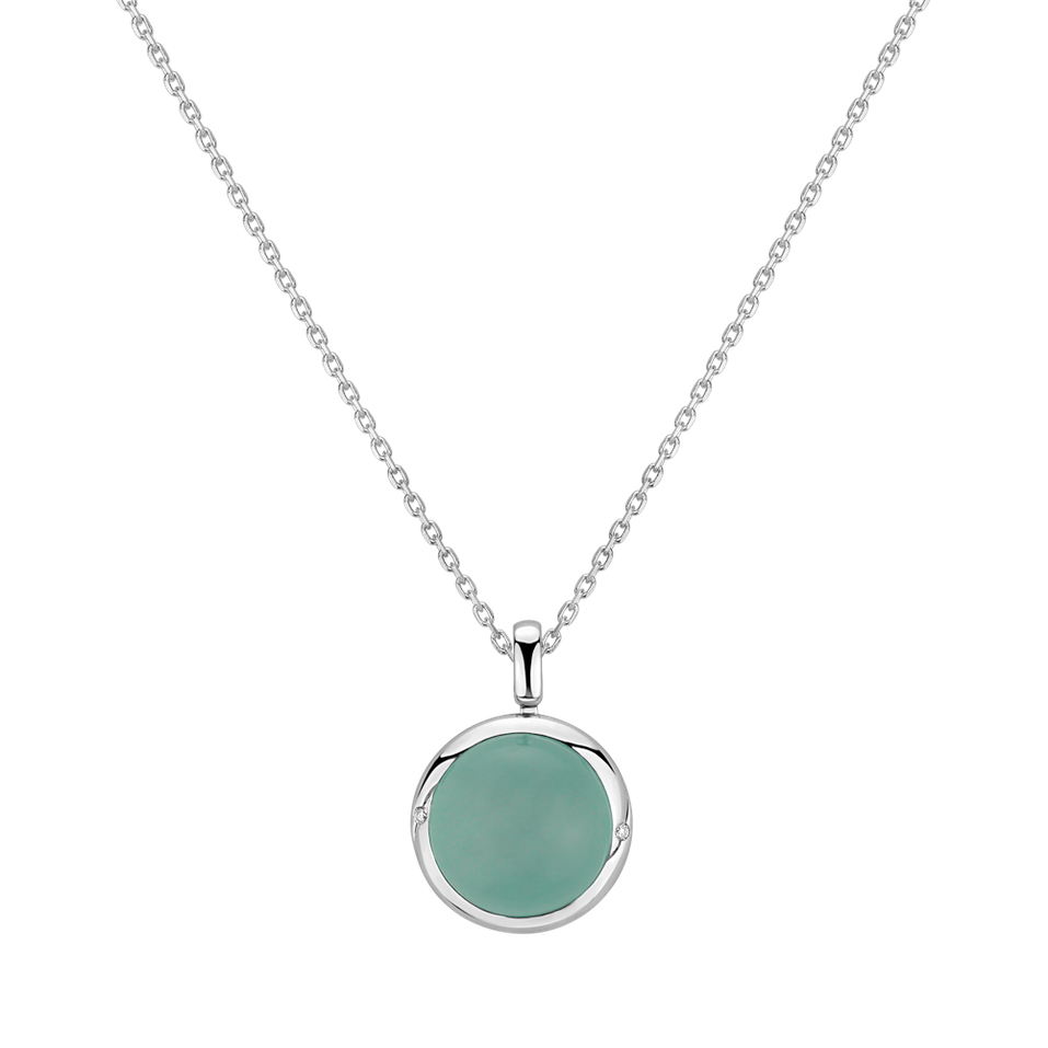 Diamond pendant with Chalcedony Gem Simplicity