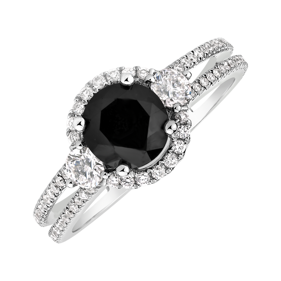 Ring with black and white diamonds Anandra