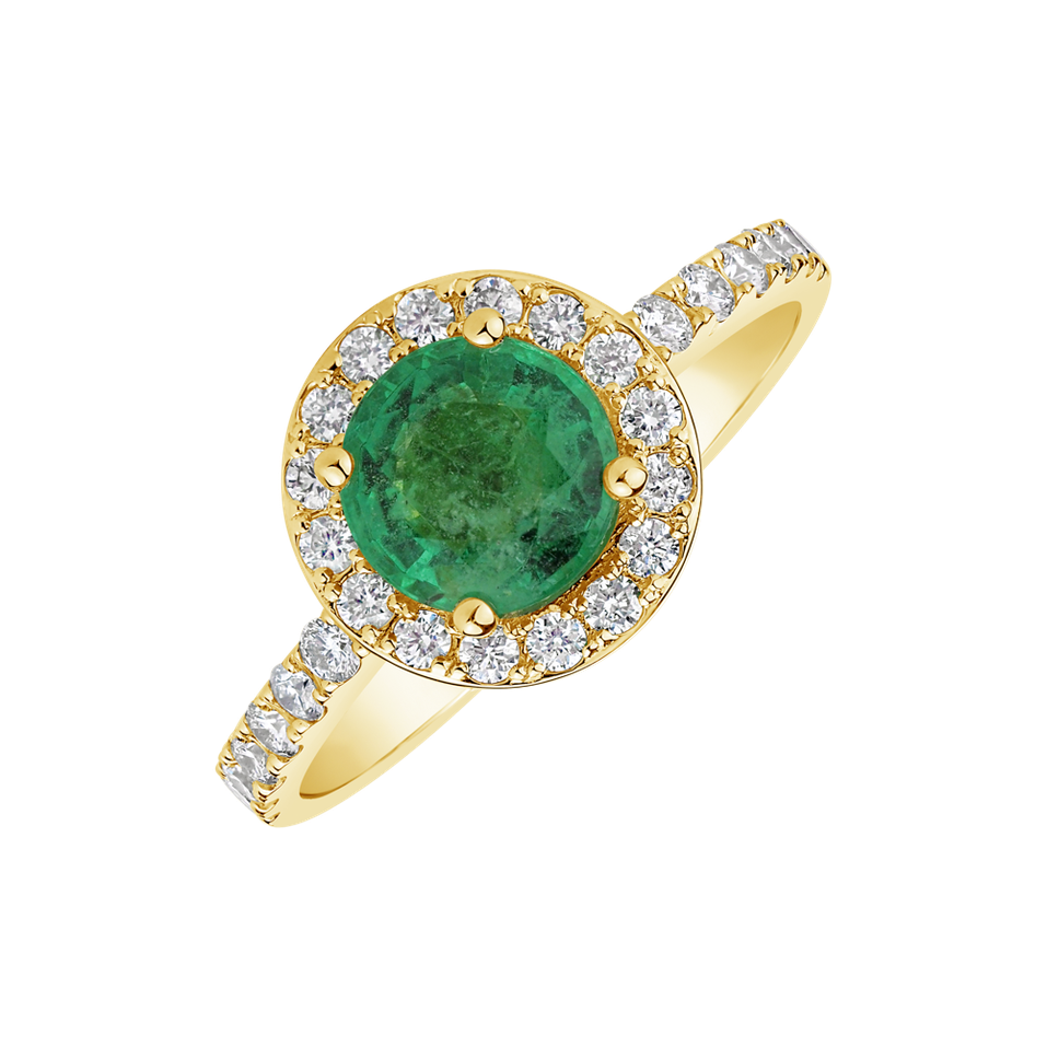Diamond ring with Emerald Elvil