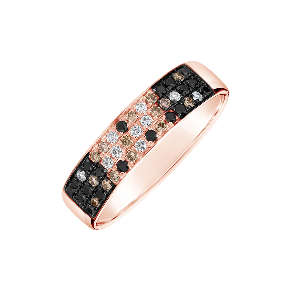 Ring with white, brown and black diamonds Inferno Sing