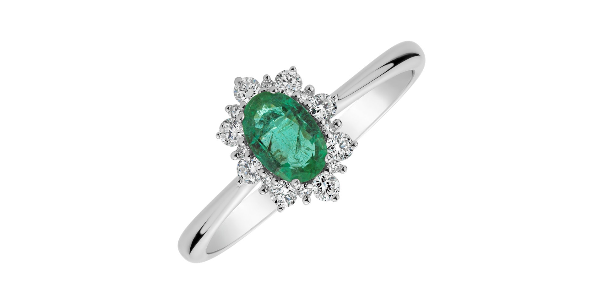 Diamond ring with Emerald Princess