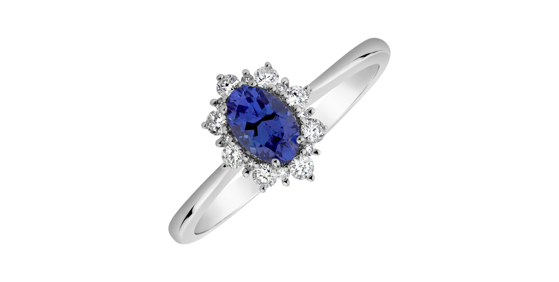 Diamond ring with Tanzanite Princess