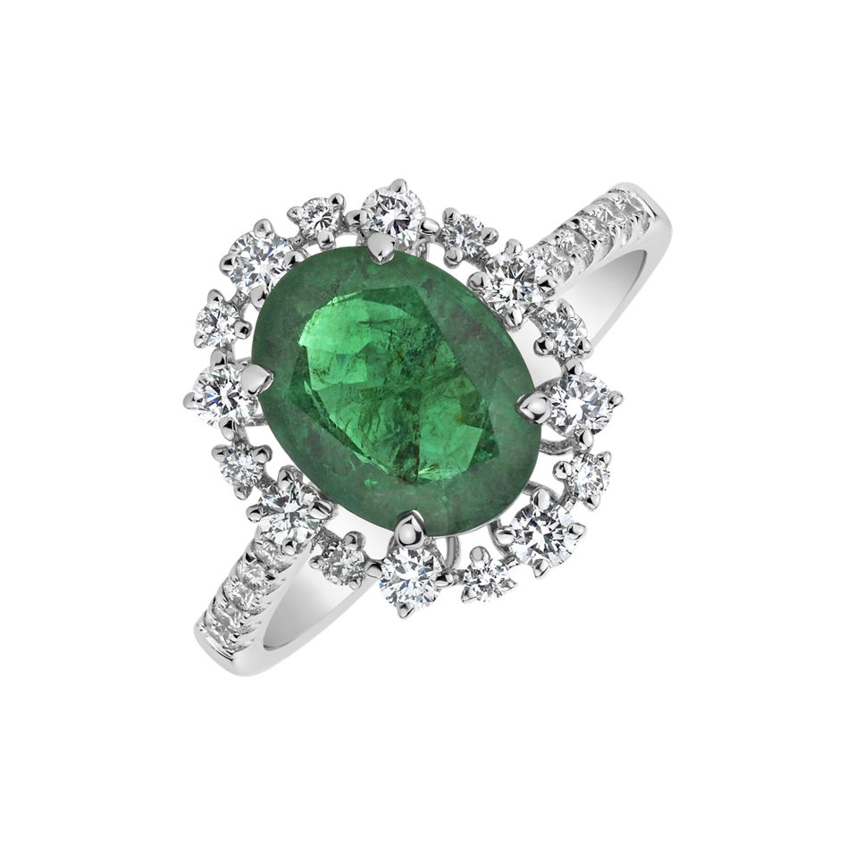 Diamond ring with Emerald Forest Princess