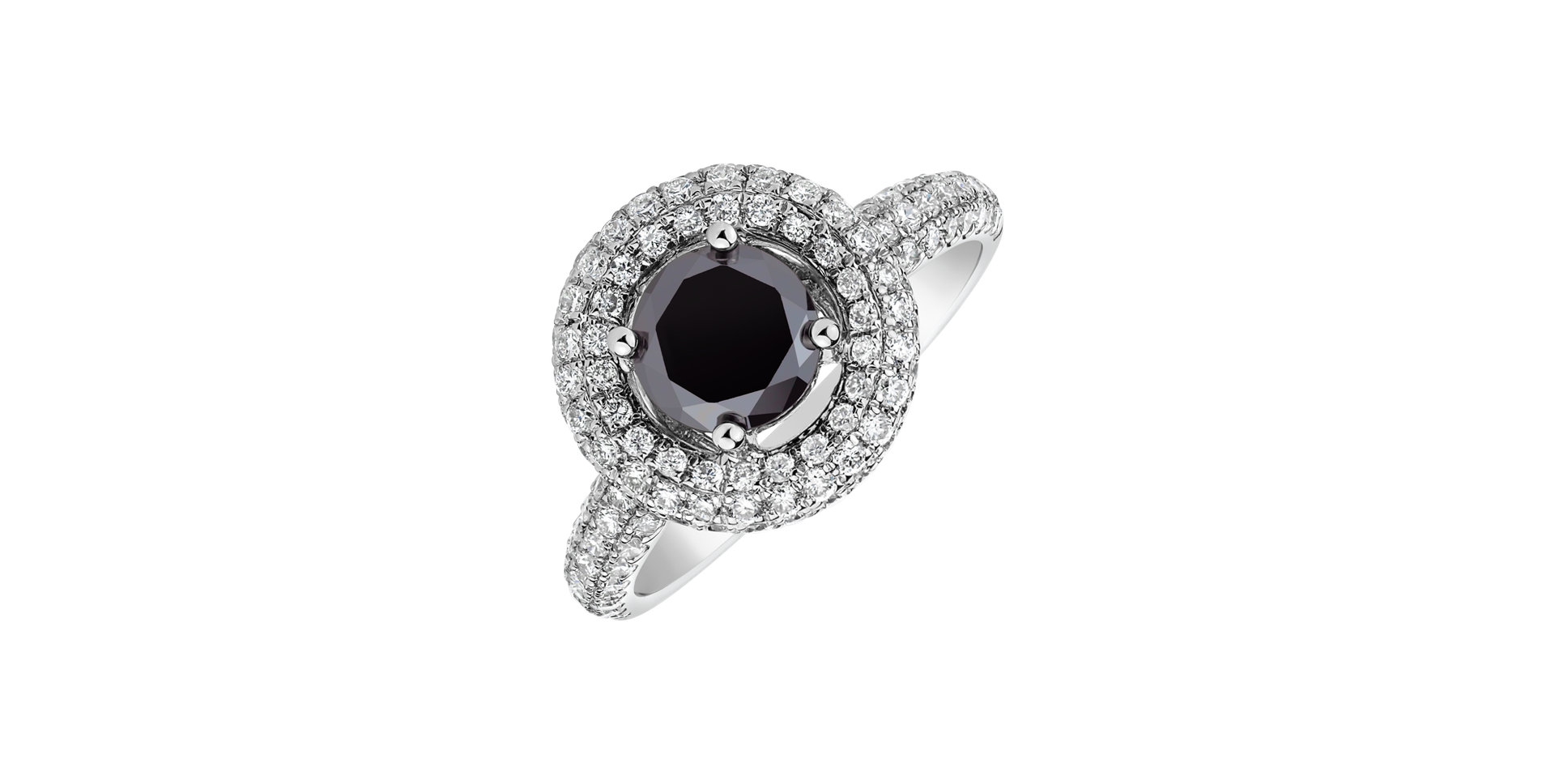 Ring with black and white diamonds Fool Moon
