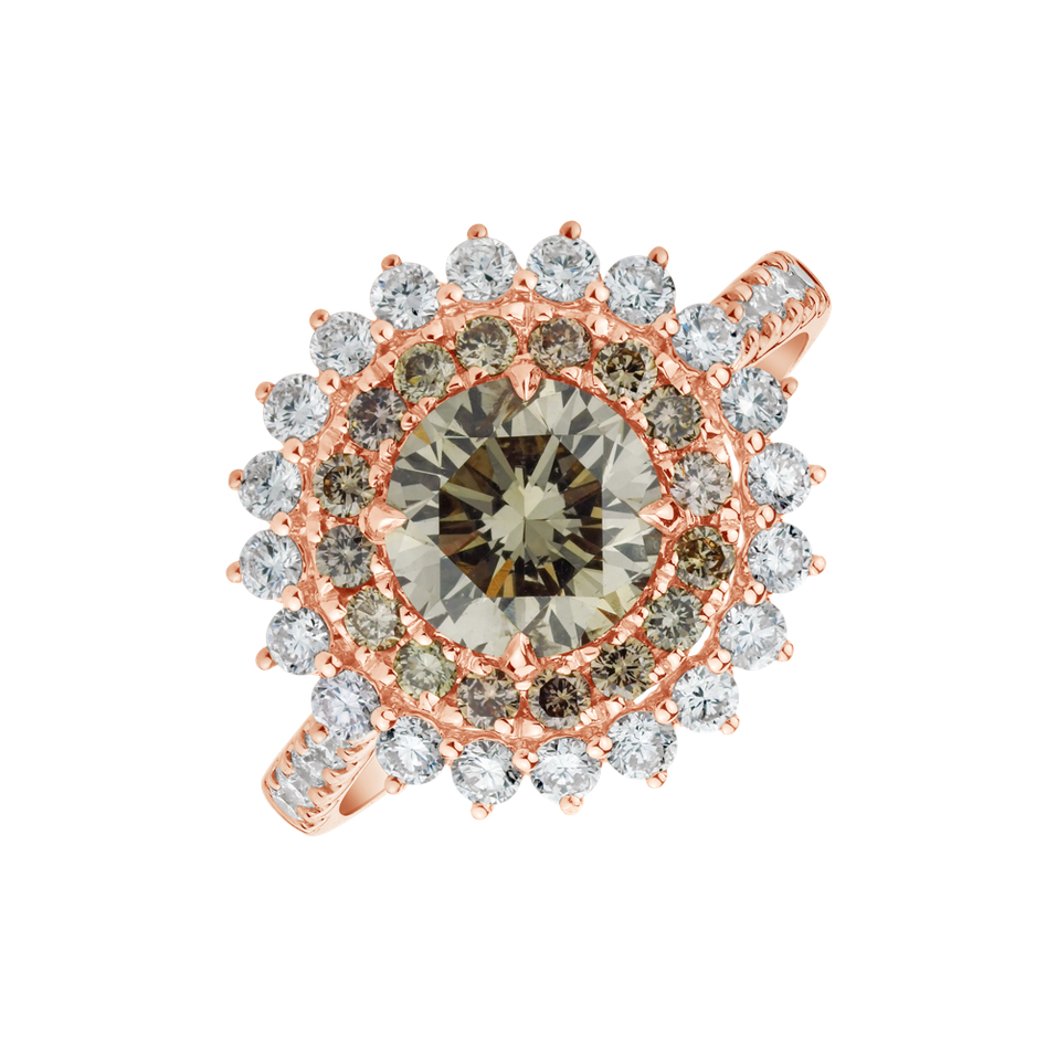 Ring with brown and white diamonds Mysterious Quest