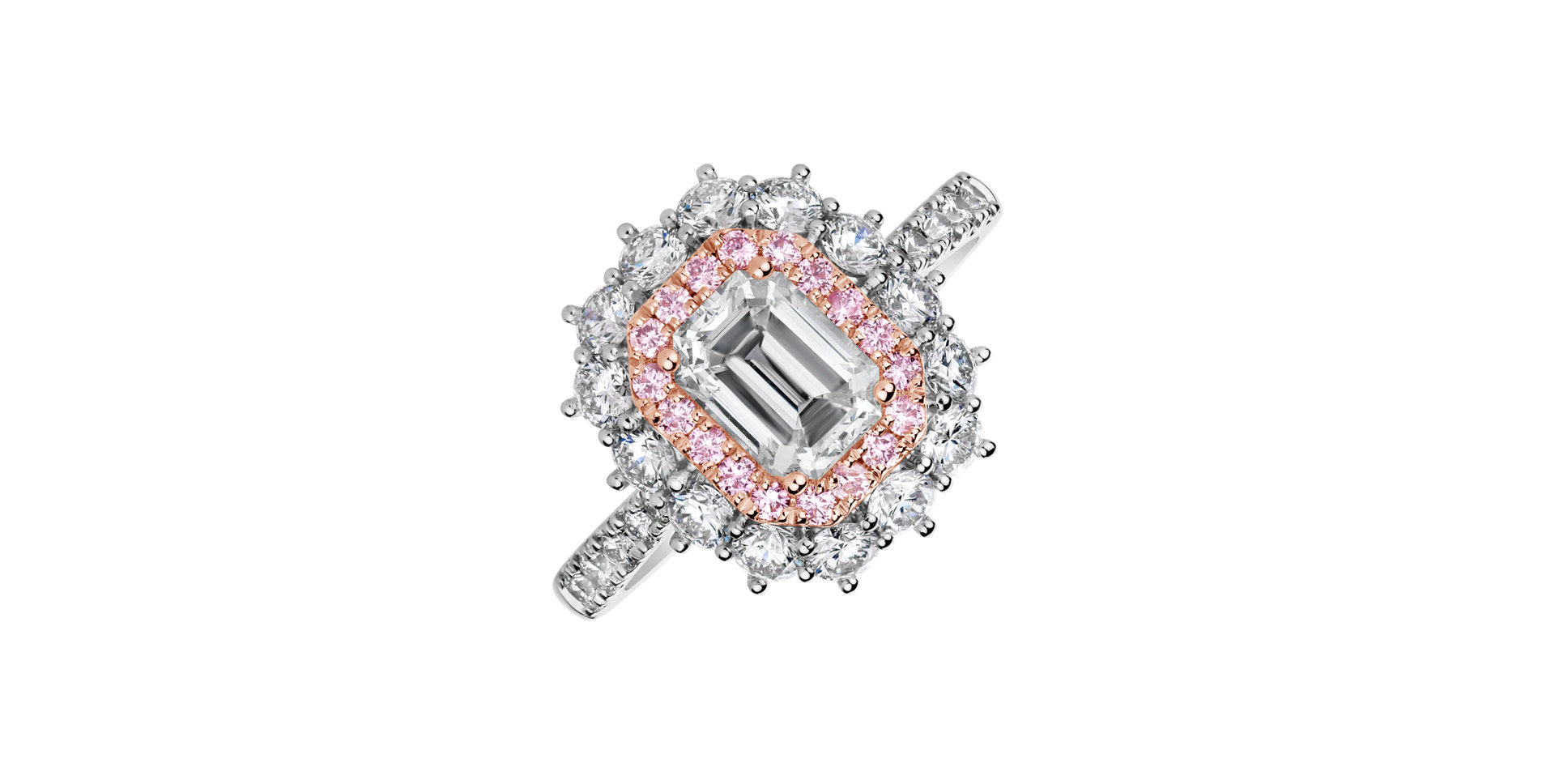 Ring with white and pink diamonds Royal Romanticism