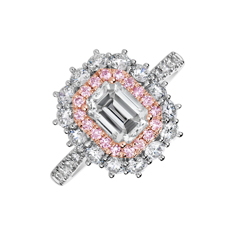 Ring with white and pink diamonds Royal Romanticism
