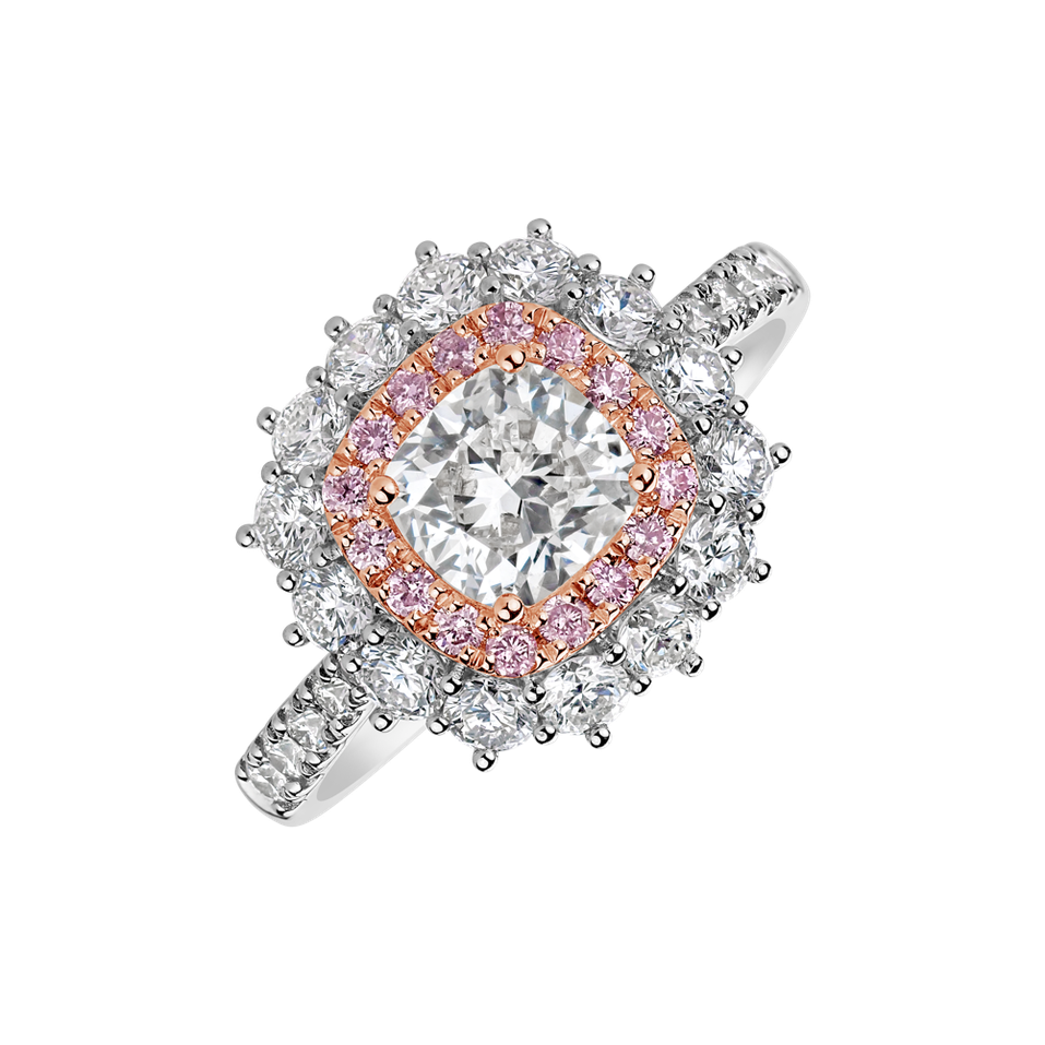 Ring with pink and white diamonds Princess