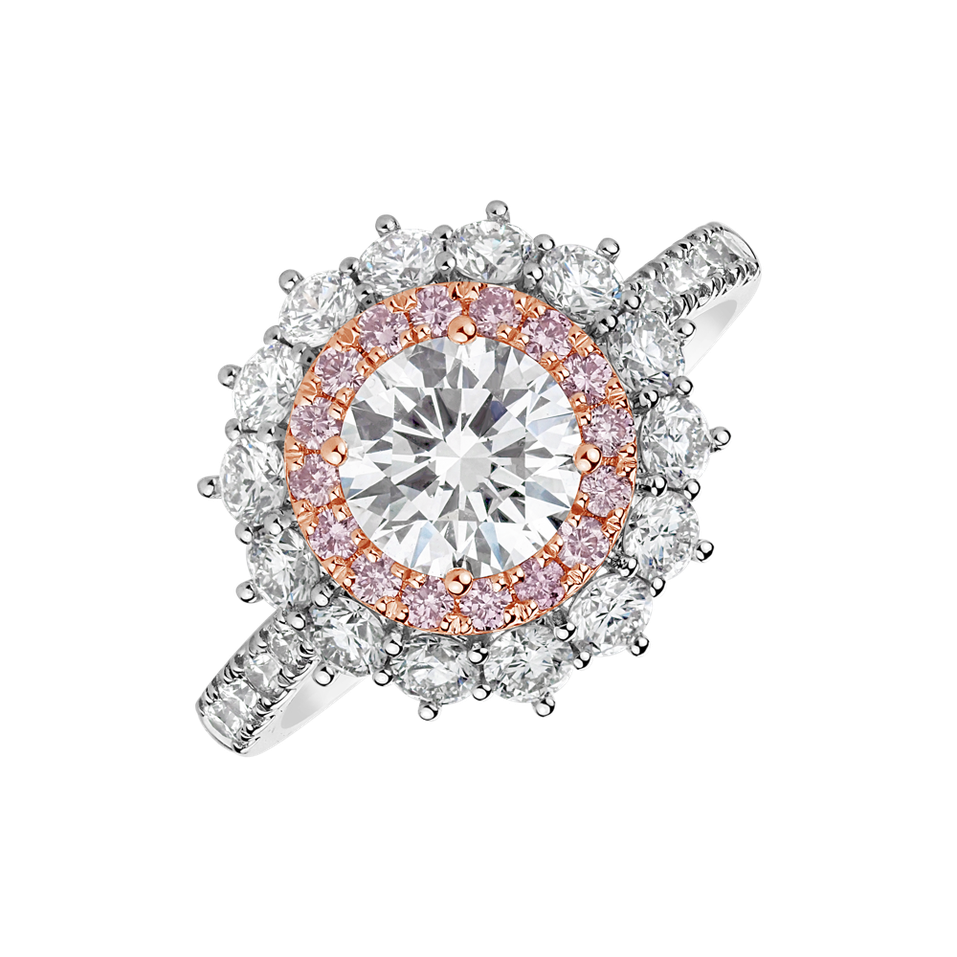 Ring with pink and white diamonds Princess