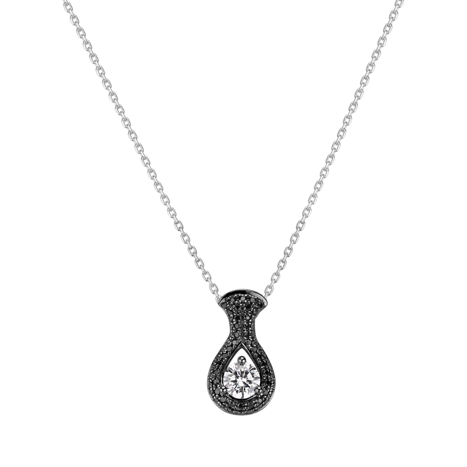 Pendant with black and white diamonds Glittering Drop