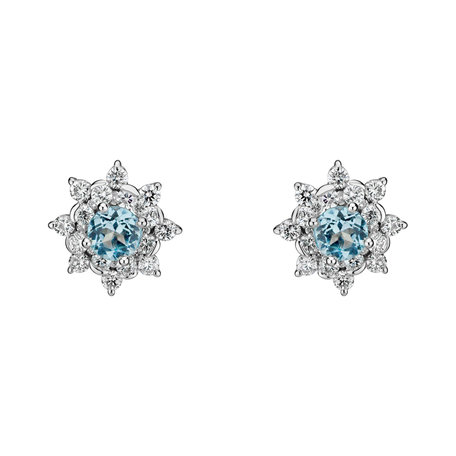 Diamond earrings with Topaz Frozen Sky