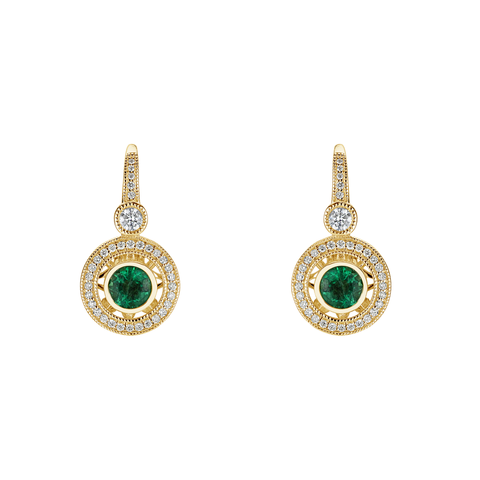 Diamond earrings with Emerald Monarch Love