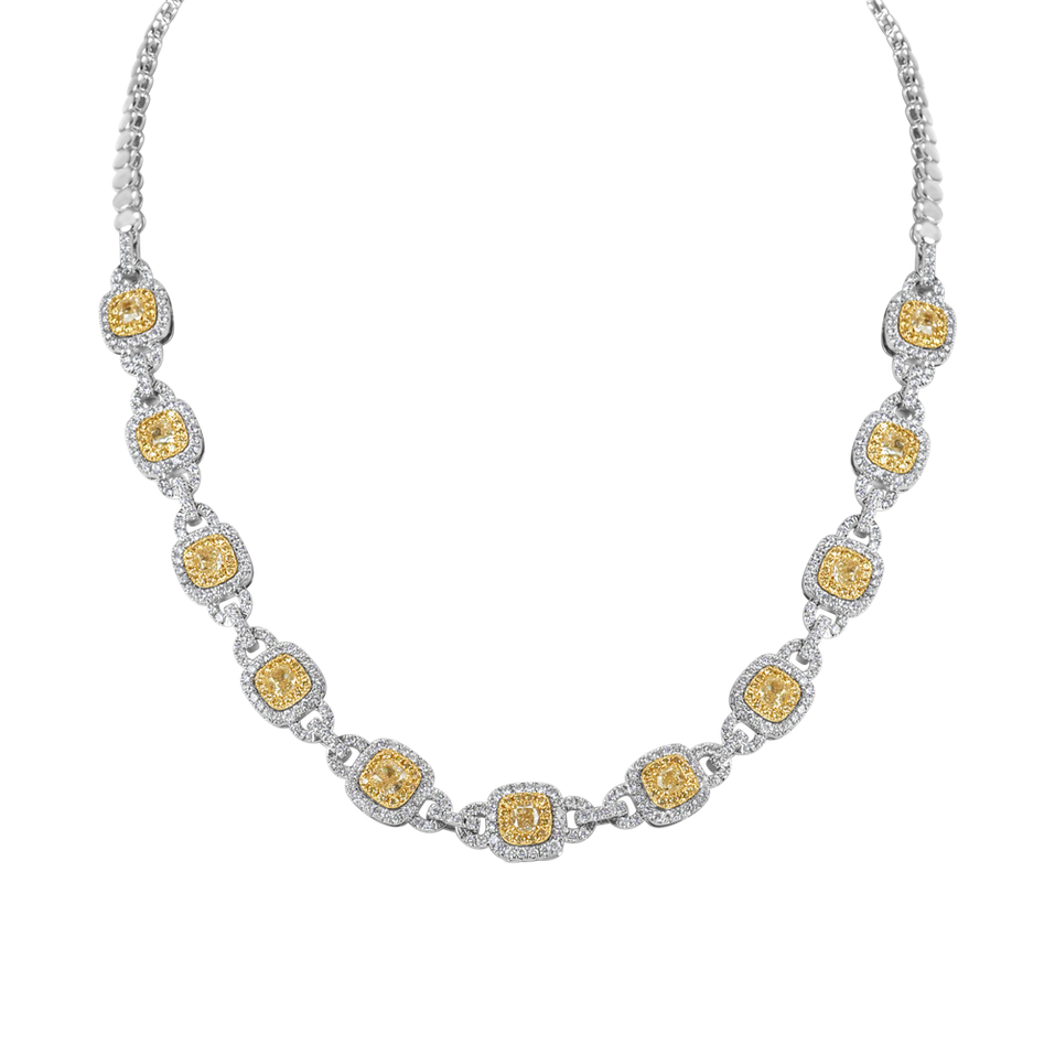 Necklace with yellow and white diamonds Frozen Sun